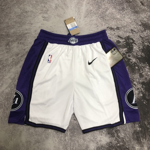 2023 Season City Version Los Angeles Lakets NBA White & Purple Shorts-311