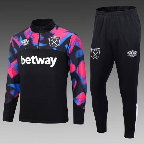 2023/24 West Ham United Black & Pink Thailand Soccer Tracksuit Uniform-411