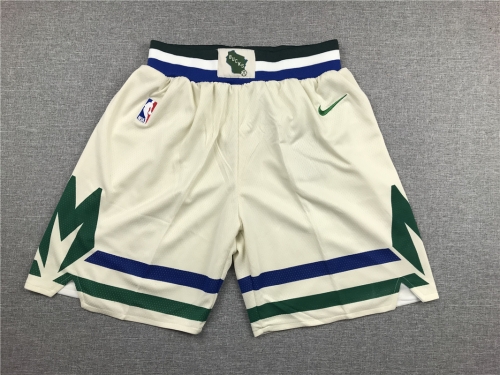 NBA Milwaukee Bucks Light Yellow Shorts