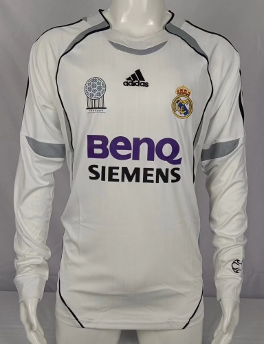 06 Retro Version Real Madrid Home White LS Thailand Soccer Jersey AAA-503/710