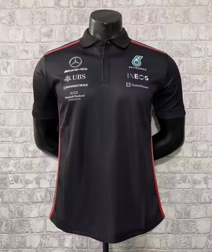 2023 Benz Black Turndown Formula One Racing Shirts-805