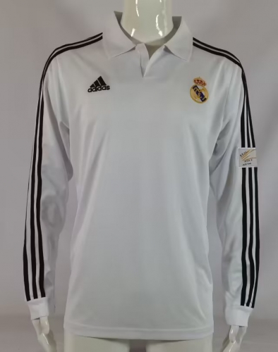 2001-2002 Retro Version Real Madrid Home White LS Thailand Soccer Jersey AAA-SL/DX/503