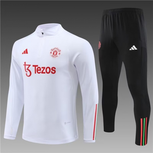 2023/24 Manchester United White Thailand Soccer Tracksuit Uniform-801/411