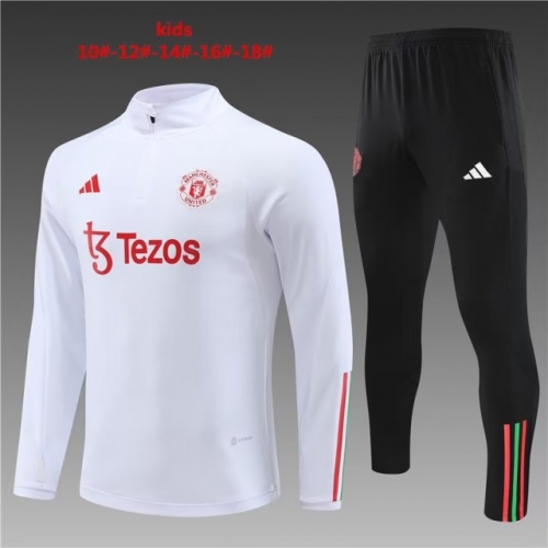 Kids 2022/23 Manchester United White Kids/Youth Thailand Tracksuit Uniform-801
