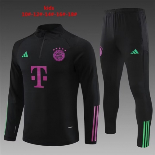 2023/24  Bayern München Black Kids/Youth Soccer Tracksuit Uniform-801