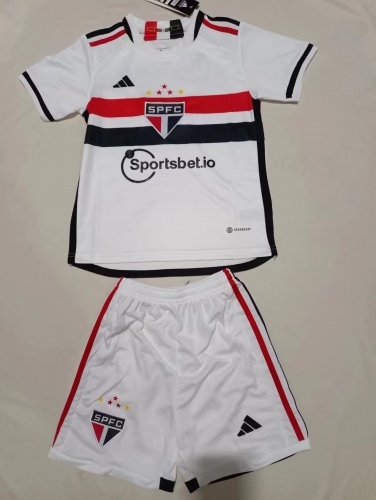 2023/24 São Paulo Home White Kids/Youth Soccer Uniform-SKE/507