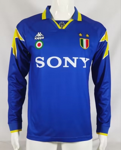 95-96 Retro Version Juventus Blue LS Thailand Soccer Jersey AAA-503