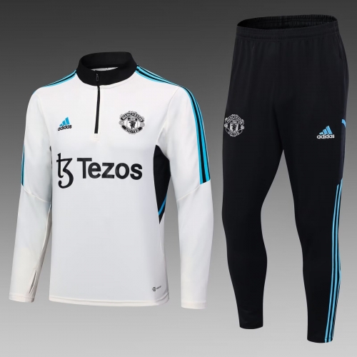 2022/23 Manchester United White Thailand Soccer Tracksuit Uniform-411