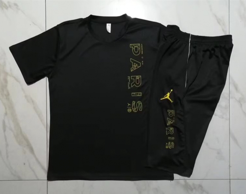 2023/24 Jordan Paris SG Black Shorts-Sleeve Tracksuit Soccer Uniform-815