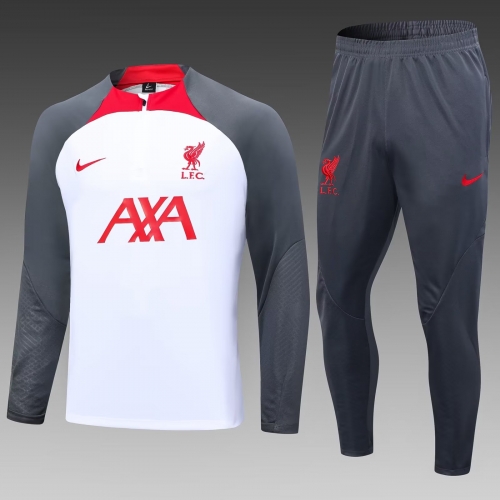 2023/24 Liverpool Gray & White Soccer Tracksuit Uniform-411