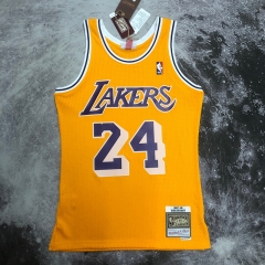 SW Hot Press 84-85 Retro Version Los Angeles Lakets NBA Yellow #24 Jersey-311