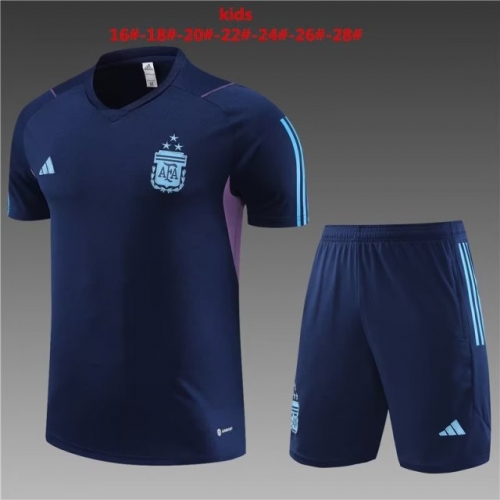 2023/24 Argentina Royal Blue Shorts-Sleeve Kids/Youth Tracksuit Unifom-801