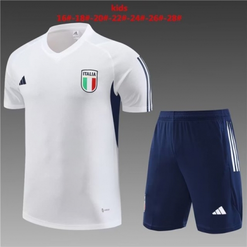 2023/24 Italy White Shorts-Sleeve Kids/Youth Tracksuit Unifom-801