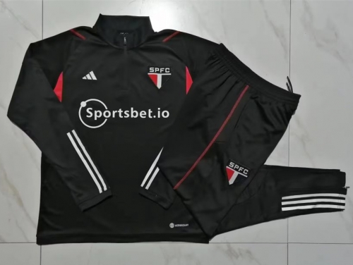 2023/24 Sao Paulo Black Thailand Soccer Tracksuit Uniform-815