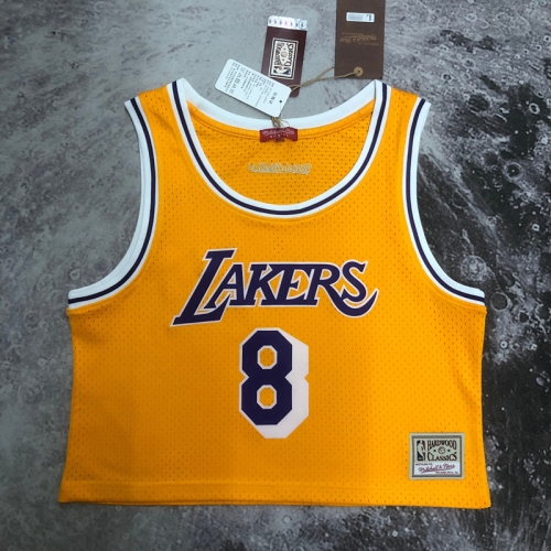 (Size M-L) Women Retro Version MN NBA Los Angeles Lakers Yellow #8 Jersey-311