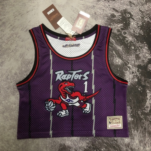 (Size M-L) Women Retro Version MN NBA Toronto Raptors Purple #1Jersey-311