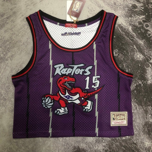 (Size M-L) Women Retro Version MN NBA Toronto Raptors Purple #15Jersey-311