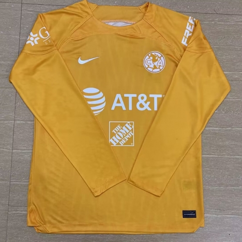 2023/24 Club America Goalkeeper Yellow LS Thailand Soccer Jersey AAA-2041