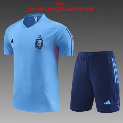 2023/24 Argentina Blue Shorts-Sleeve Kids/Youth Tracksuit Unifom-801