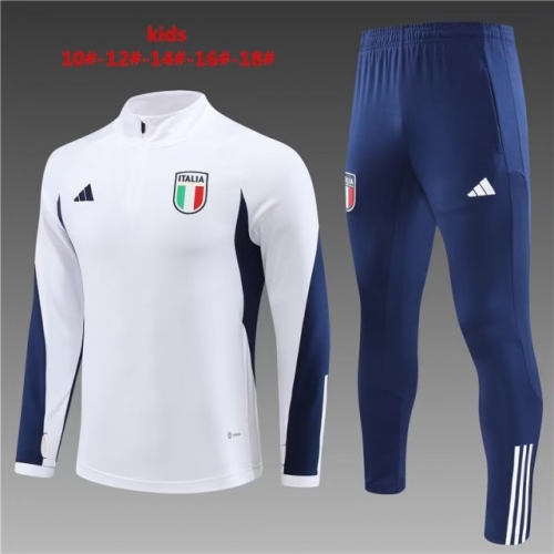 2022/23 Italy White Kids/Youth Soccer Tracksuit Uniform-801