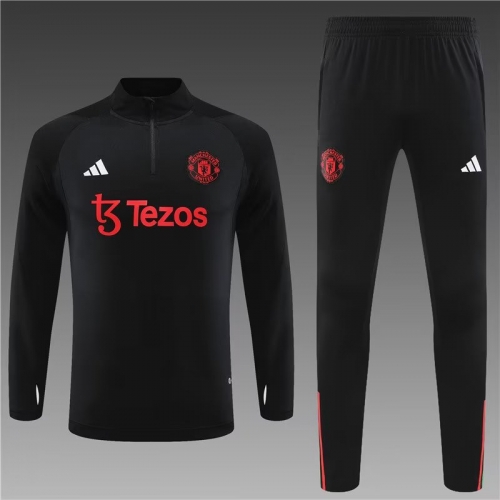 2023/24 Manchester United Black Thailand Soccer Tracksuit Uniform-801/411