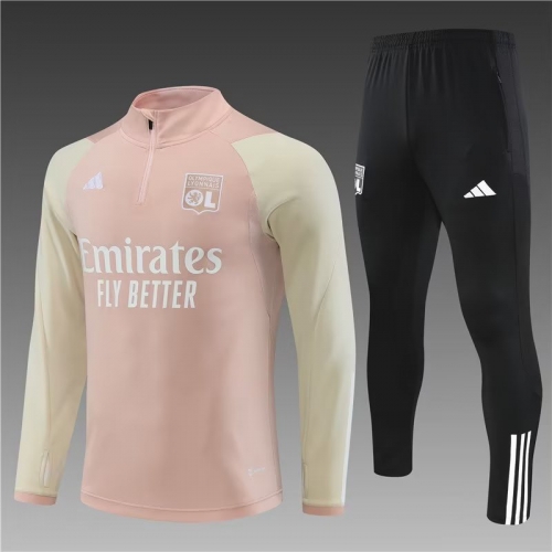 2023/24 Olympique Lyonnais Pink Thailand Soccer Tracksuit Uniform-801