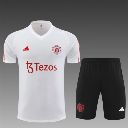 2022/23 Manchester United White Shorts-Sleeve Thailand Soccer Uniform-801