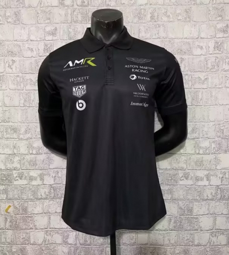 2023 Aston martin Black Turndown Formula One Racing Shirts-805