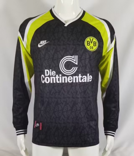 95-96 Borussia Dortmund Away Black Thailand LS Soccer Jersey-503