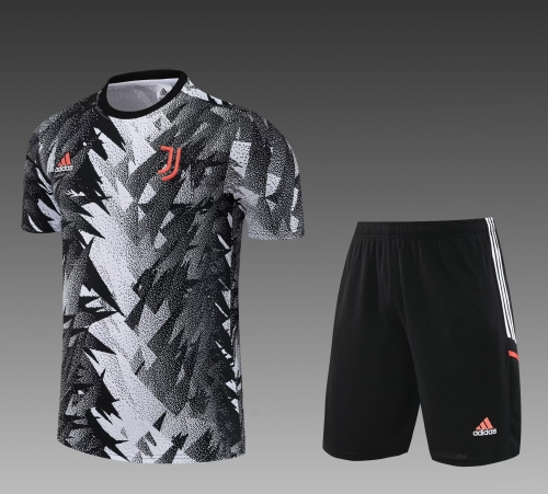 2023/24 Juventus Gray & White Shorts-Sleeve Thailand Soccer Uniform-PO