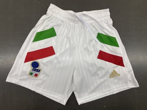 90 Retro Version Italy Home White Thailand Soccer Shorts-703/516