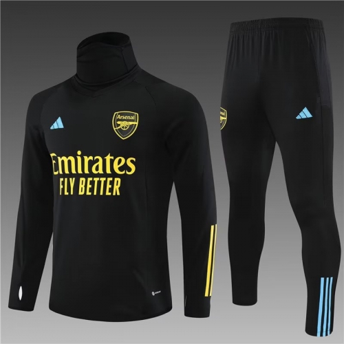 2023/24 Arsenal Black Hight Collar Thailand Soccer Uniform-801