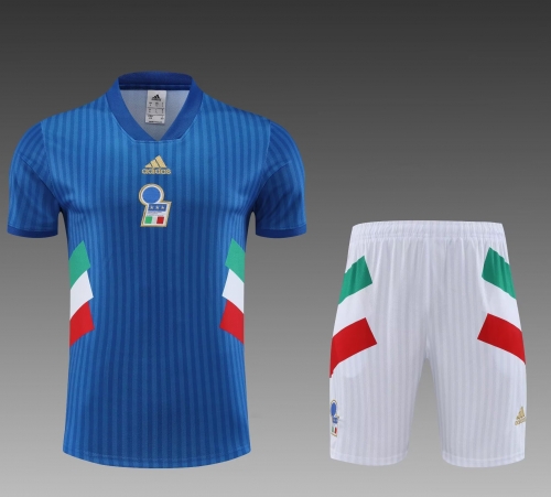 2023/24 Italy Blue Shorts-Sleeve Thailand Soccer Uniform-PO