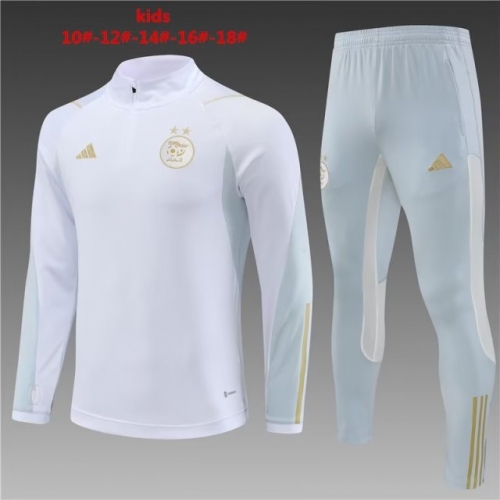 2023/24 Algeria White Kids/Youth Soccer Tracksuit Uniform-801
