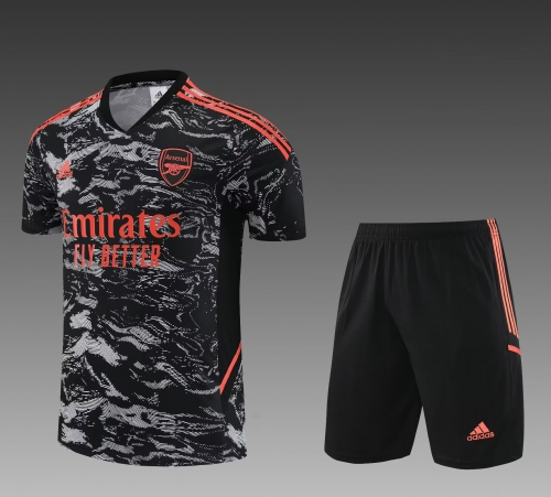 2023/24 Arsenal Black & Gray Shorts-Sleeve Thailand Soccer Uniform-PO