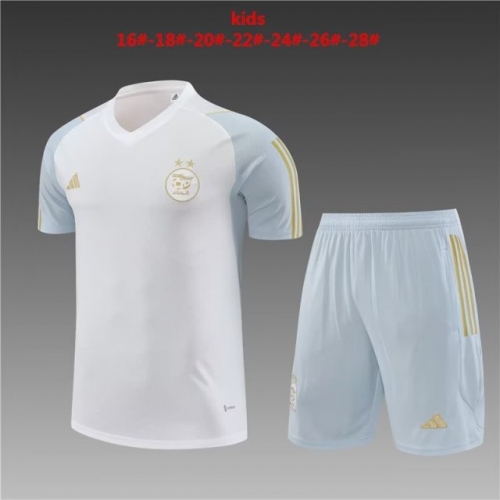 2023/24 Algeria White Shorts-Sleeve Kids/Youth Soccer Tracksuit Uniform-801