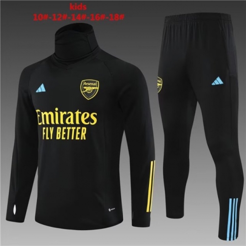 2022/23 Arsenal Black Hight Collar Kids/Youth Soccer Tracksuit Uniform-801
