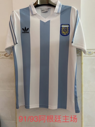 91-93 Retro Version Argentina Home Blue & White Thailand Soccer Jersey AAA-2041