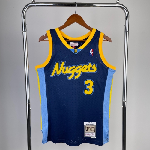 MN Hot Press SW 06-06 Retro Version NBA Denver Nuggets Dark Blue #3 Jersey-311