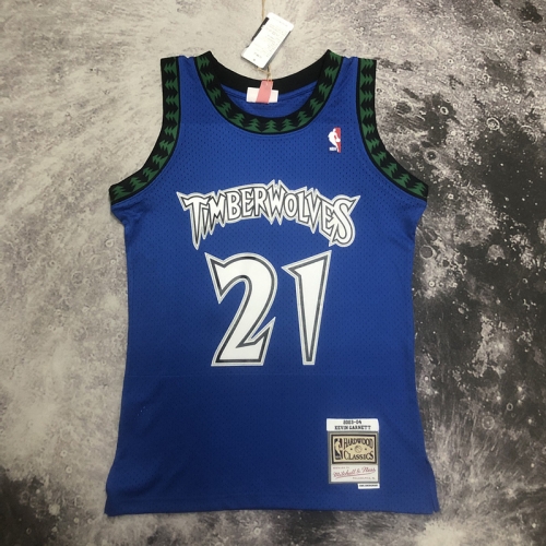 MN Hot Press SW 03-03 Retro Version NBA Minnesota Timberwolves Blue #21 Jersey-311