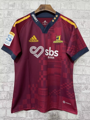 2023 Highlanders Away Red Thailand Rugby Shirts-805