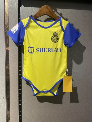 (Size 9-12)  Kids 2022/23 Al-Nassr FC Home Black & Yellow Baby Soccer Uniform-308