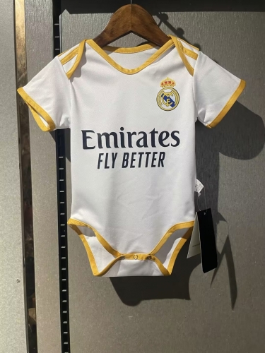 (Size 9-12) 2023/24 Real Madrid Home White Baby Uniform-308