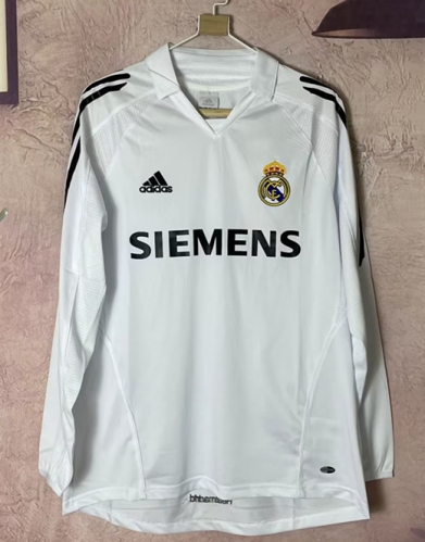 05-06 Retro Version Real Madrid White LS Thailand Soccer Jersey AAA-601/811