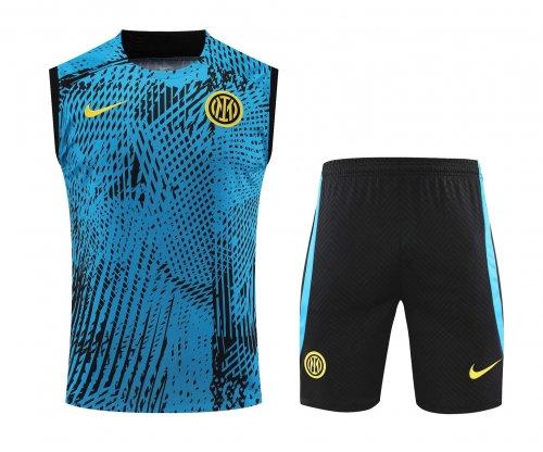 2023/24 Inter Milan Blue & Green Thailand Soccer Training Vest Uniform-418