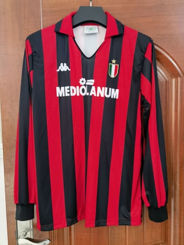 1988-89 Retro Version AC Milan Home Red & Black LS Thailand Soccer Jersey AAA-41/LC