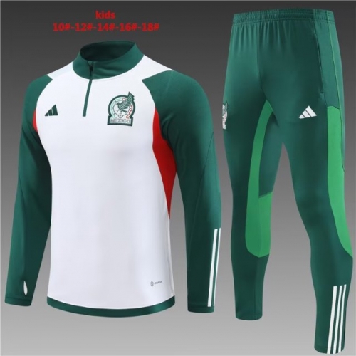 Kids 2023/24 Mexico White Kids/Youth Thailand Soccer Tracksuit Uniform-801
