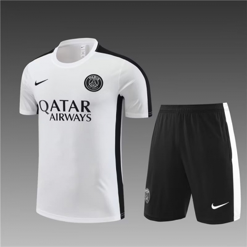 2023/24 Paris SG White Shorts-Sleeve Tracksuit Soccer Uniform-801