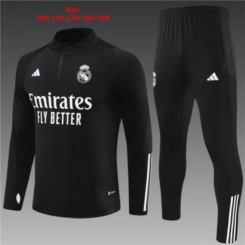 2023/24 Rea Madrid Black Kids/Youth Soccer Tracksuit Uniform-801/815