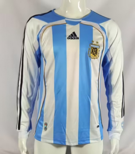 06 Retro Version Argentina Home Blue White LS Thailand Soccer Jersey AAA-503